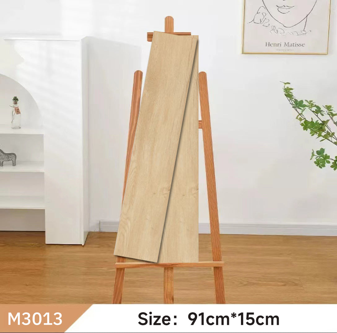 สติกเกอร์พื้นลายไม้  แผ่นติดตกแต่ง PVC แบบติดเอง กันไฟ กันน้ำ กันลื่น กาวแรงมาก ตัดง่าย ติดตั้งที่มุมได้ง่าย